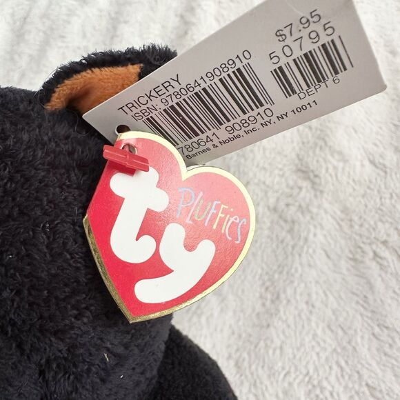 Ty Pluffies Trickery Kitten Cat Black Spots Plush Halloween Toy 2008 - Picture 2 of 7